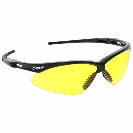 MCR SAFETY Glasses, Memphis MP1 Black Frame, Amber UV-AF, 12PK MP114AF